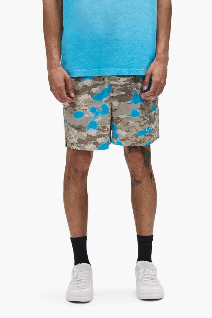 Digital Camouflage All Around Short with elastic waistband and water-repellent treatment.
