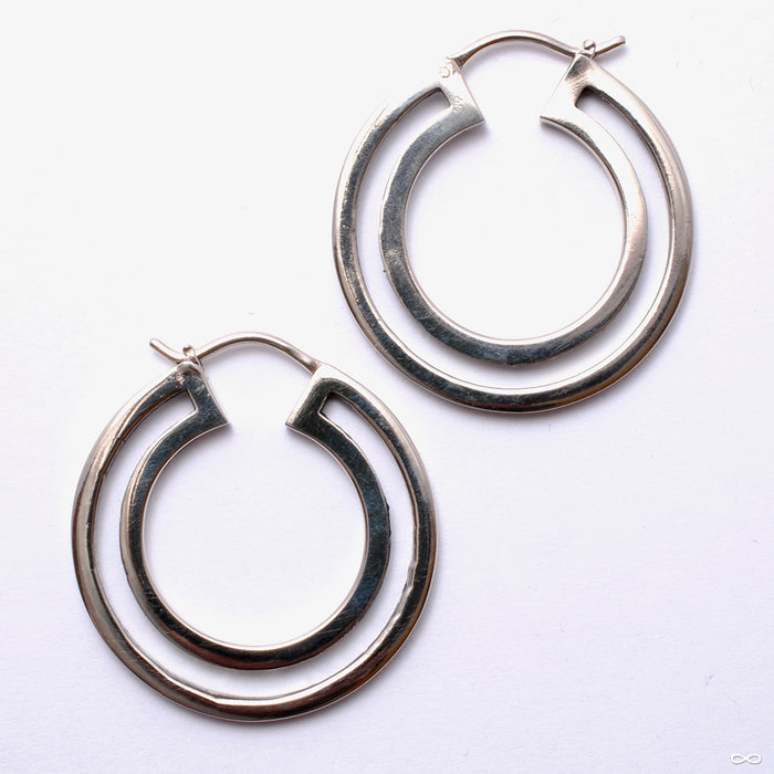 Double Duchess Earrings from Maya Jewelry in white brass