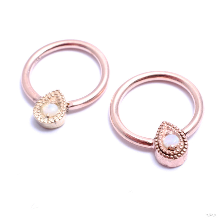 Double Millgrain Pear Fixed Bead Ring in Gold from Scylla in assorted materials