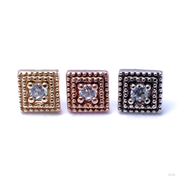 Double Millgrain Square Press-fit End in Gold from LeRoi