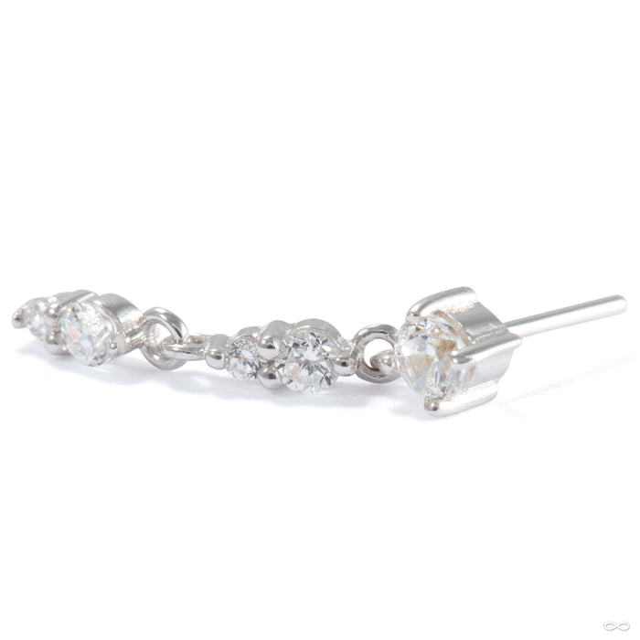 Double Noon Press-fit End in 14k White Gold with Clear CZ from Ember Body Jewelry