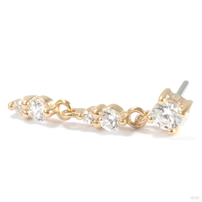Double Noon Press-fit End in 14k Yellow Gold with Clear CZ from Ember Body Jewelry
