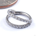 Double Row Gem Clicker in Titanium from Diablo Organics with clear cz