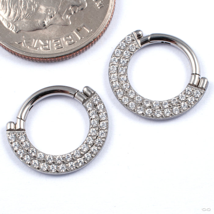 Double Stacked Gem Clicker in Titanium from Diablo Organics with clear cz