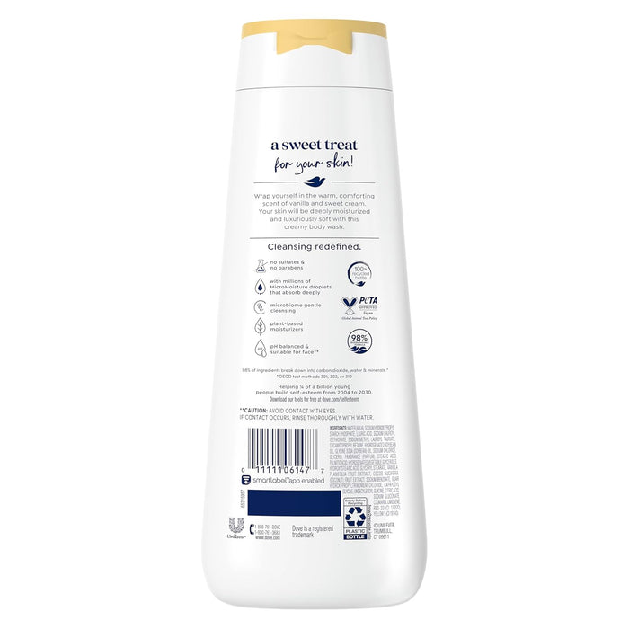 Dove Indulge Body Wash Warm Vanilla + Sweet Cream for Hydrated & Soft Skin 20 FO