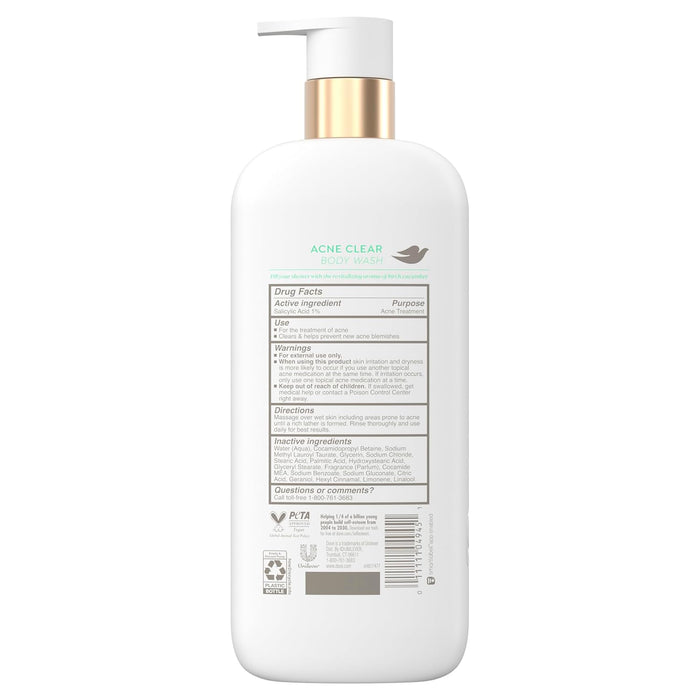 Dove Serum Body Wash Acne Clear for troubled skin with Salicylic Acid 18.5 Fl Oz