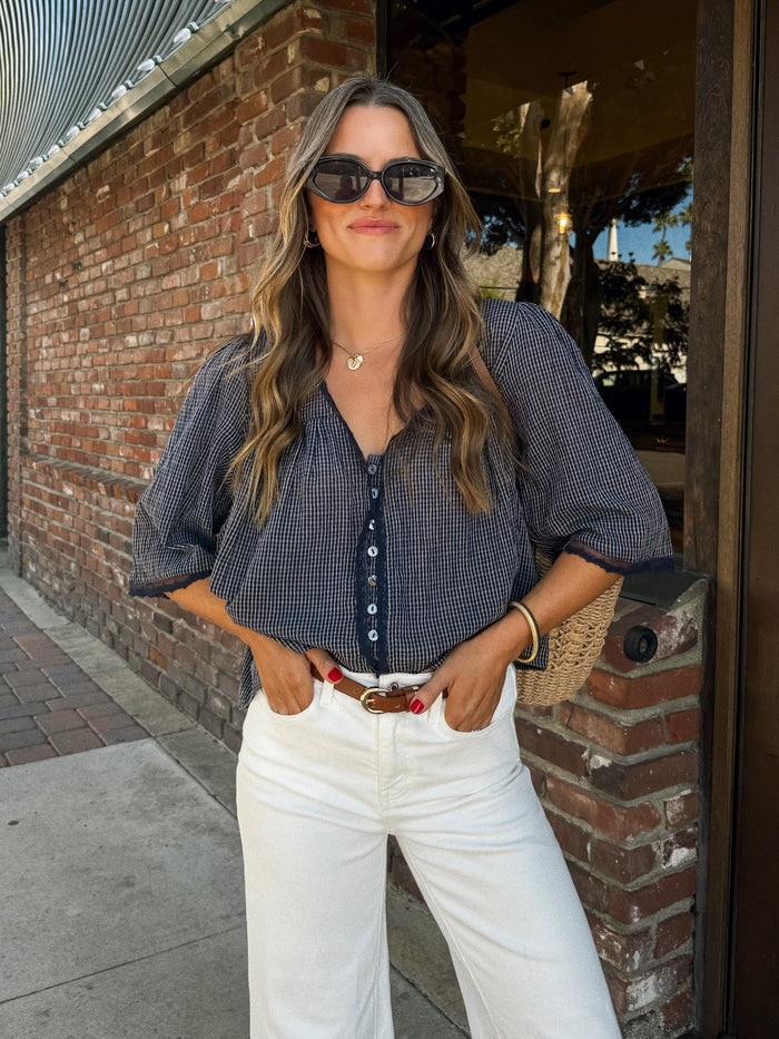 Dovie Plaid Lace Blouse - Stitch And Feather