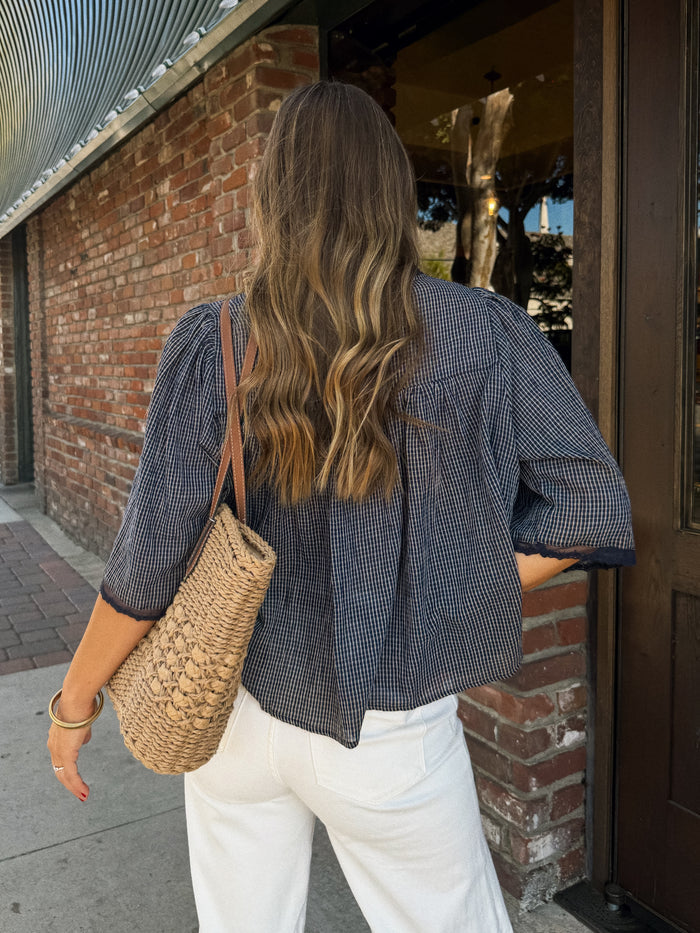 Dovie Plaid Lace Blouse - Stitch And Feather