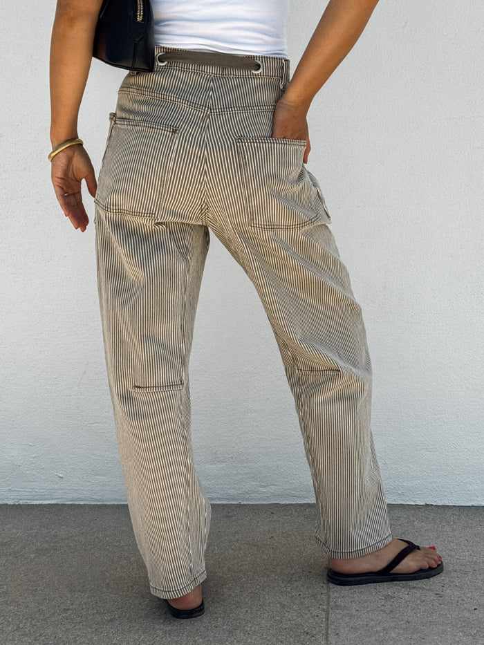 Driftwood Stripe Barrel Jeans - Stitch And Feather
