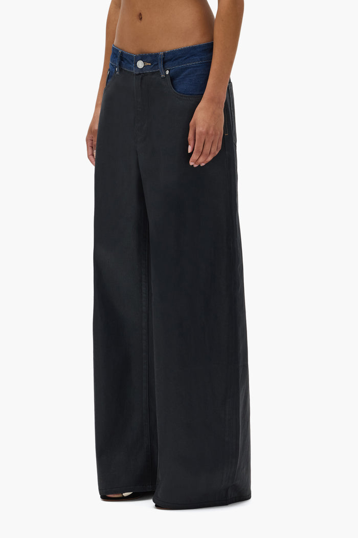 Dual Tone Baggy Denim in various sizes with baggy fit and low rise design.