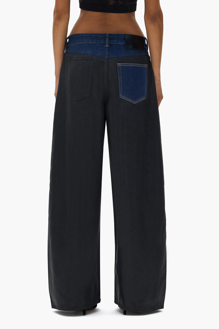 Dual Tone Baggy Denim, Baggy Fit, Low Rise, 100% Cotton, available in sizes 24-34.