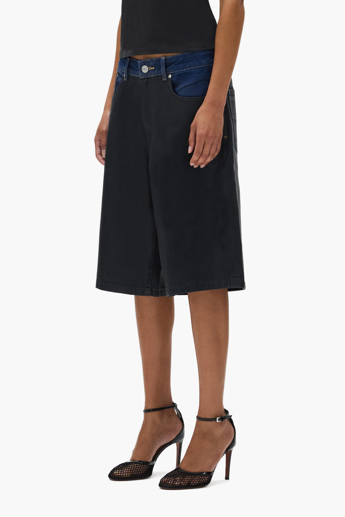 Dual Tone Short low rise shorts with 5 pocket style and reinforced belt loops