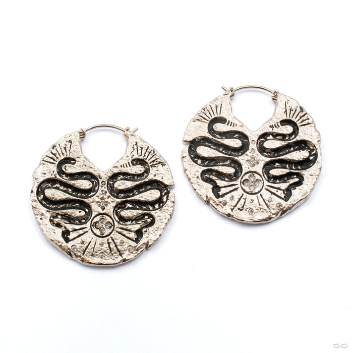 Duality Earrings from Maya Jewelry in white brass