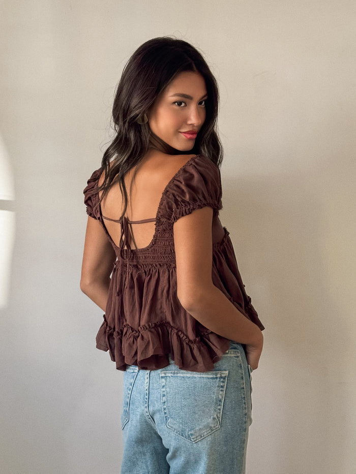 Dulce Lace Babydoll Top in Chocolate - Stitch And Feather