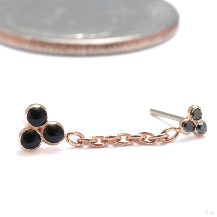 Duplex Double Press-fit End in 14k Rose Gold with Black Diamond and Black Enamel from Pupil Hall