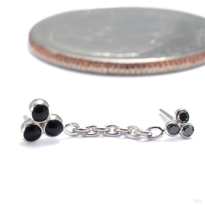 Duplex Double Press-fit End in 14k White Gold with Black Diamond and Black Enamel from Pupil Hall