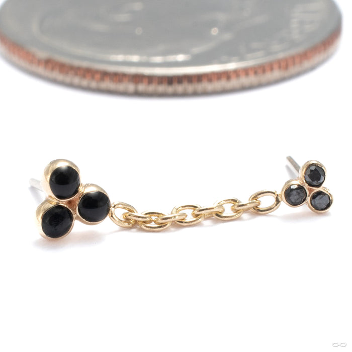 Duplex Double Press-fit End in 14k Yellow Gold with Black Diamond and Black Enamel from Pupil Hall