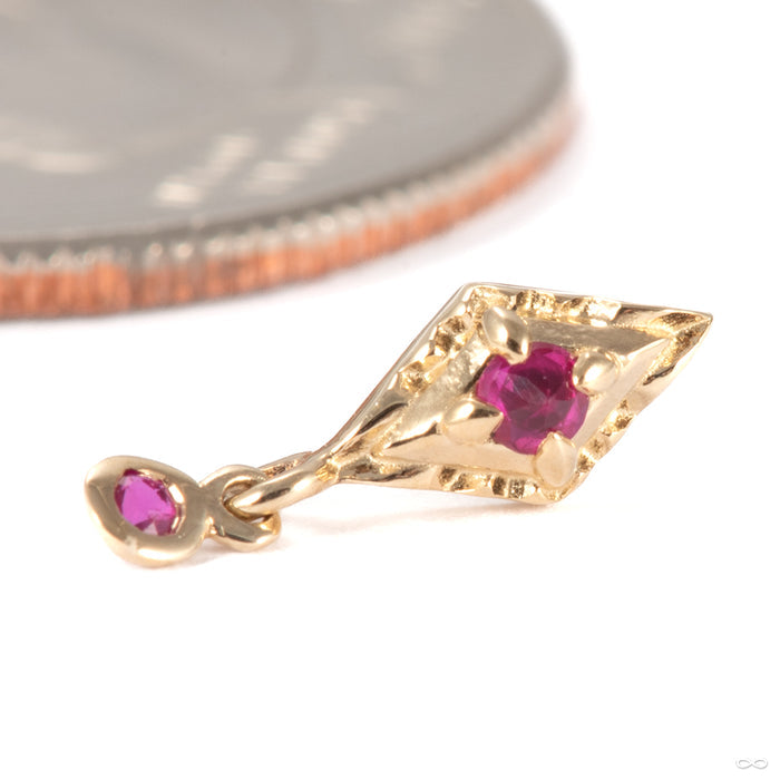 Dyna Drop Press-fit End in 14k Yellow Gold with Ruby from Tether Jewelry