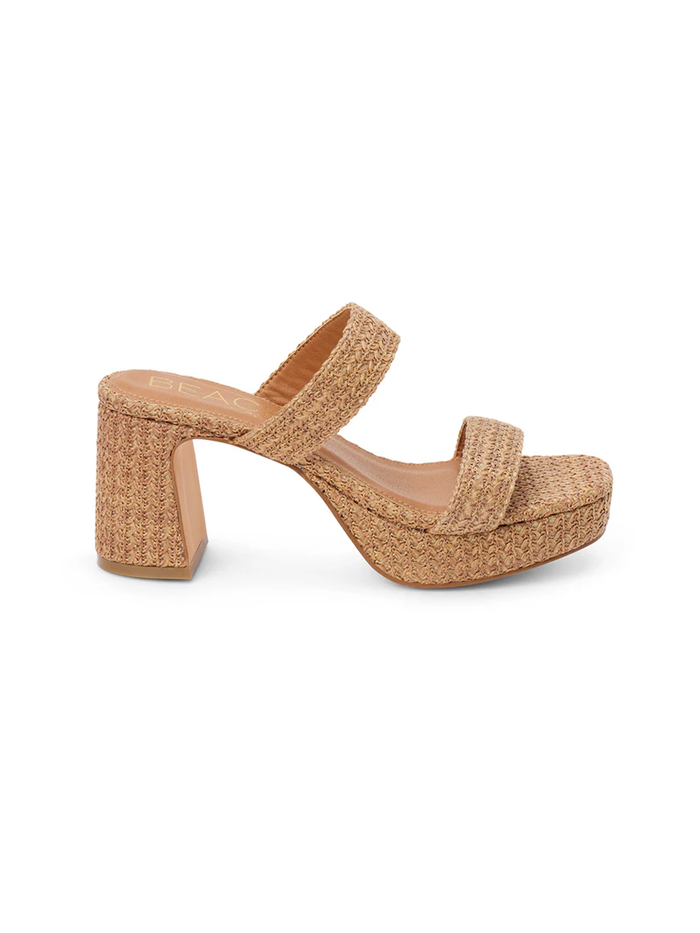 Echo Raffia Platform Sandal in Cognac - Stitch And Feather