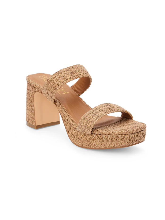 Echo Raffia Platform Sandal in Cognac - Stitch And Feather