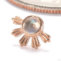 Eclipse Press-fit End in 14k Rose Gold with Rainbow Moonstone from Ember Body Jewelry