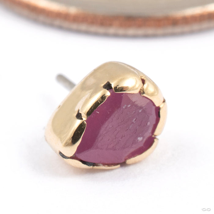 Elemental Press-fit End in Gold from Sacred Symbols in yellow gold with ruby