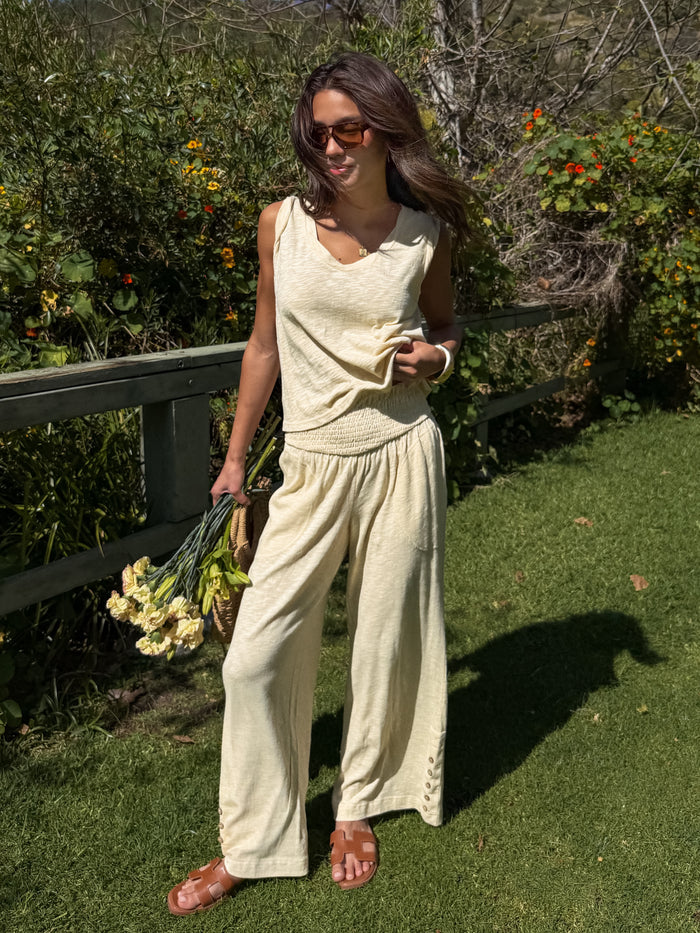 Elowen Smocked Pants in Butter Yellow - Final Sale - Stitch And Feather