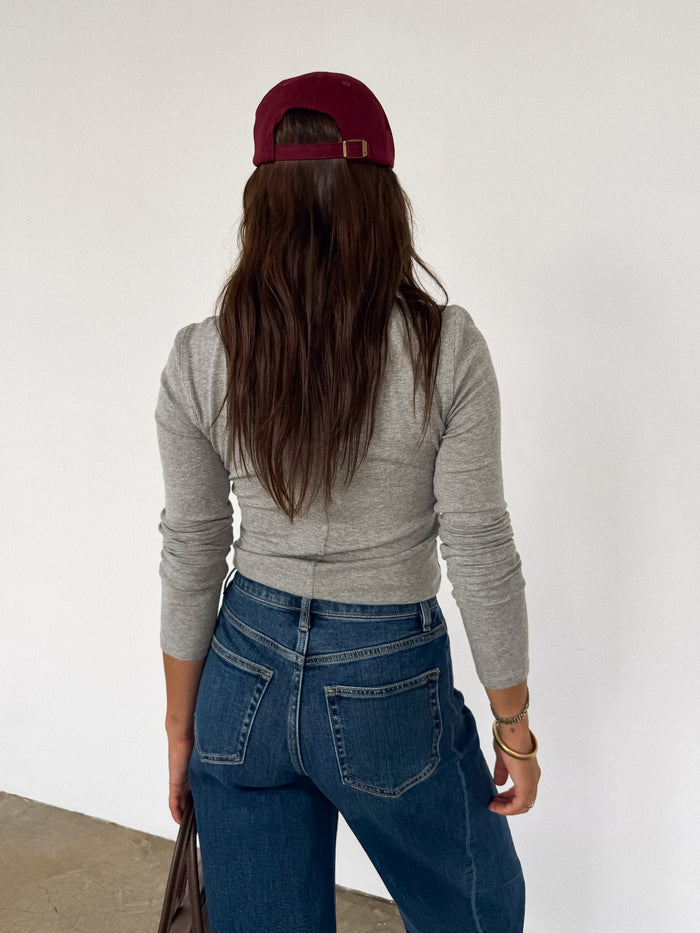 Emerson Knit Top in Light Grey - Stitch And Feather