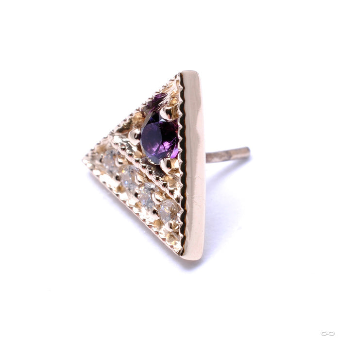 Endymion Triangle Press-fit End in Gold from BVLA with Midnight Topaz & Clear CZ
