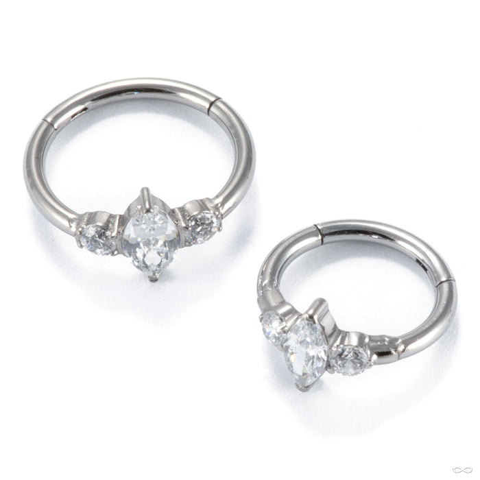Engaged Gem Clicker in Titanium with Clear CZ from Diablo Organics sizing detail