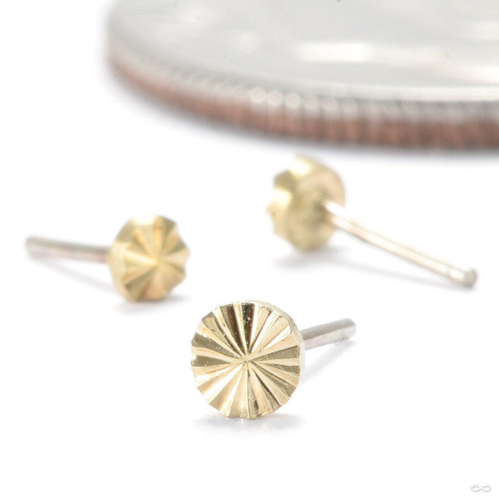 Engraved Disk Press-fit End in Gold from Origins Handmade in assorted sizes