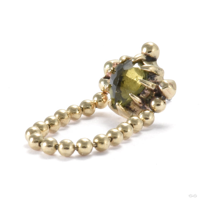 Esperanza Press-fit End in Gold from Sacred Symbols with green tourmaline