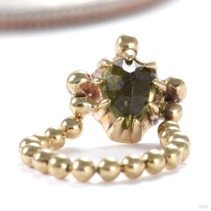 Esperanza Press-fit End in Gold from Sacred Symbols with green tourmaline