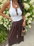 Espresso Wide Leg Pleated Trouser - Stitch And Feather