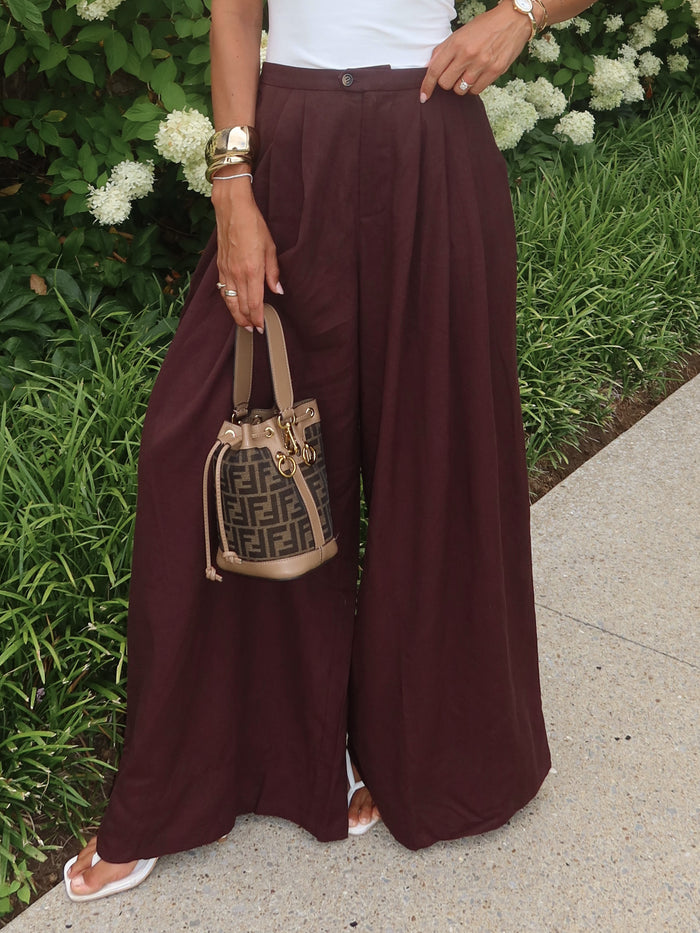 Espresso Wide Leg Pleated Trouser - Stitch And Feather