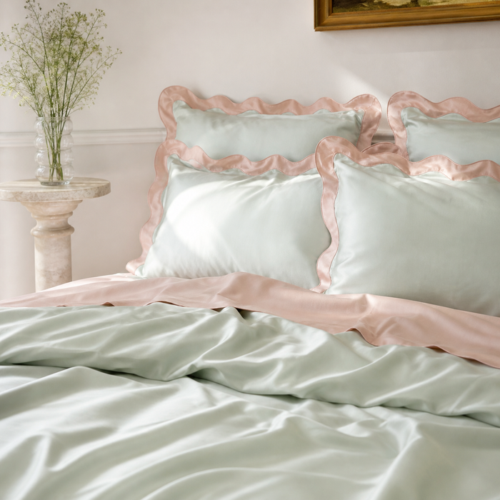 Dew Green and Whisper Pink / Standard Pillowcases