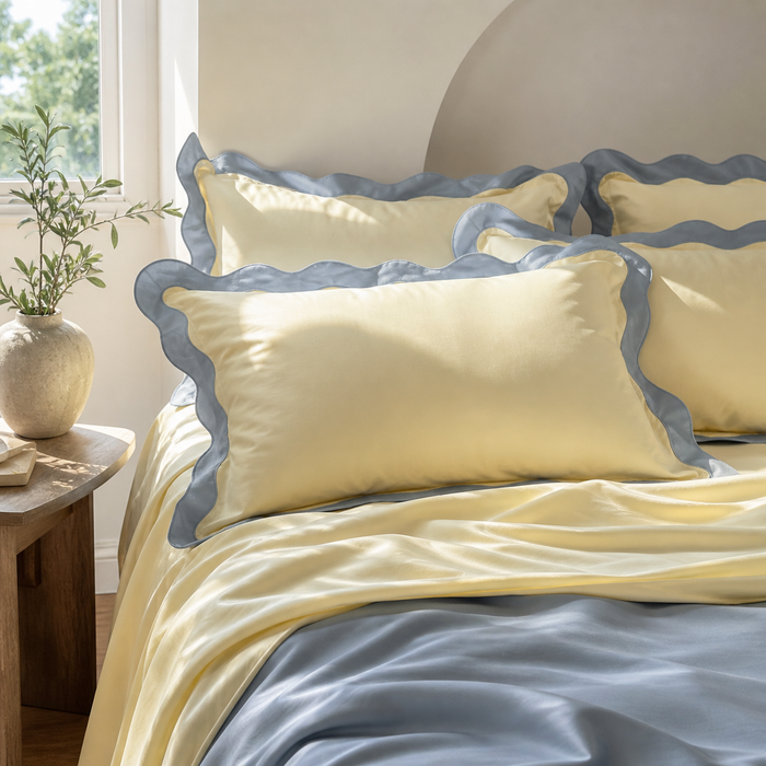 Butter Yellow and Misty Blue / Standard Pillowcases