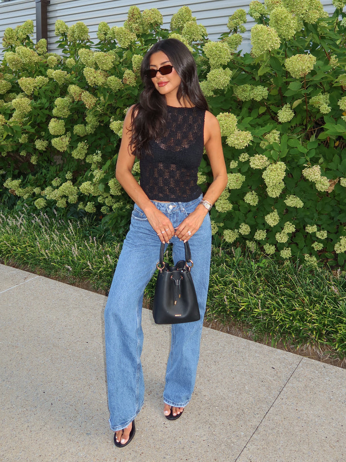 Eudora Crochet Tank Top in Black - Stitch And Feather