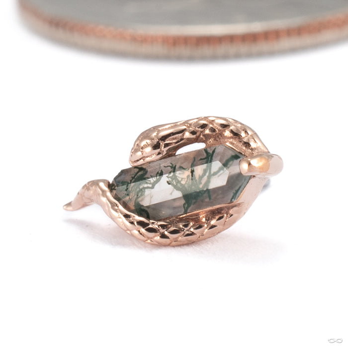 Eve Was Framed Press-fit End in 14k Rose Gold with Moss Agate from Buddha Jewelry