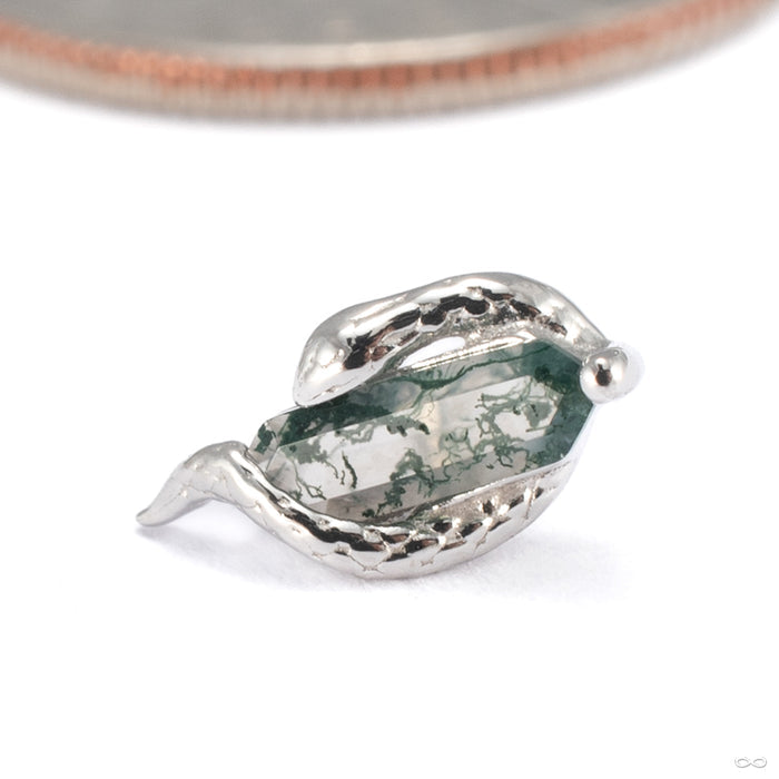 Eve Was Framed Press-fit End in 14k White Gold with Moss Agate from Buddha Jewelry