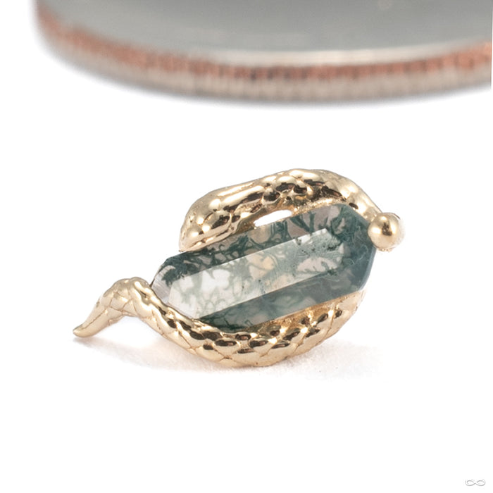 Eve Was Framed Press-fit End in 14k Yellow Gold with Moss Agate from Buddha Jewelry