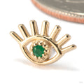 Evil Eye Press-fit End in 14k Yellow Gold with Emerald from Tawapa