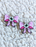 Eye Ball Ribbon Bow Alternative Halloween Acrylic Earrings