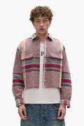 Fade Plaid Shirt with cropped body, relaxed fit, and madras plaid light brushed design.