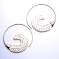 Fairweather Frond Earrings from Maya Jewelry in Rose-gold-plated Copper with Bone