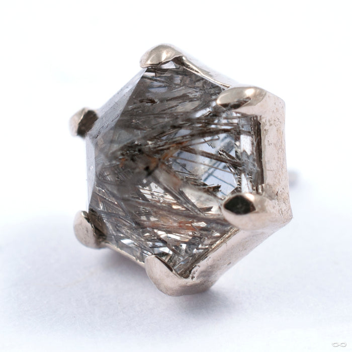 14k White Gold / Black Rutilated Quartz