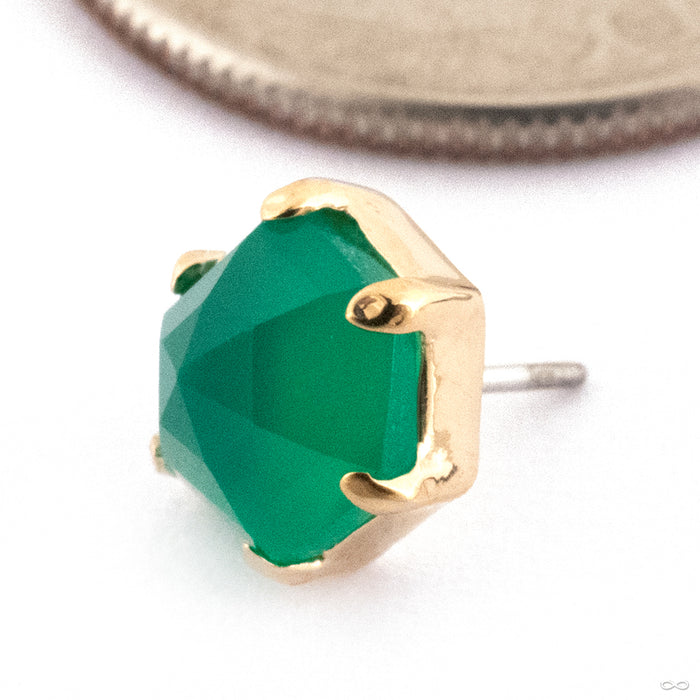 14k Yellow Gold / Green Onyx