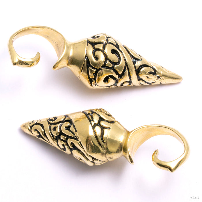 Filigree Pendulum Weights from Namaste Nomadas detail view in yellow brass