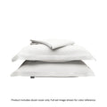 A folded duvet cover sitting on top of two pillow shams #color_arctic snow