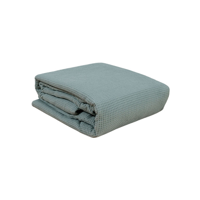 A folded waffle duvet cover against a white background #color_harbor island